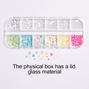 Nail art mermaid bubble mixed-size beads false nail stickers accessories aurora flat colored rhinestones