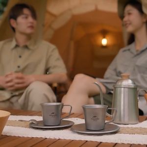 Naturehike Stainless Steel Retro Tableware Set Outdoor Portable Lightweight Vintage Style Plate Dish Cup Mug Coffee Tea Set Camping Hiking Picnic BBQ Dining Travel Utensil Heavy Duty Original Nature Hike
