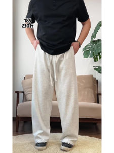 กางเกงวอร์มทรงหลวมขาตรงสำหรับผู้ชาย สีเทาชมพูดอกไม้ กางเกงขายาวทรงหลวมเอวกลาง กางเกงขายาวทรงหลวมสำหรับฤดูใบไม้ร่วง