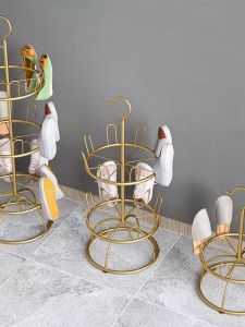 Outdoor Balcony Iron Art Standing Shoe Rack Rotating Hanging Shelf for Slippers And Sandals Simple Modern Style Economic Type