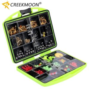 184pcs Rock Fishing Tackle Kit 24 Kinds Portable Surf Casting Accessories Set with Soft Lures Swivel Jig Lead Hooks Tools Box