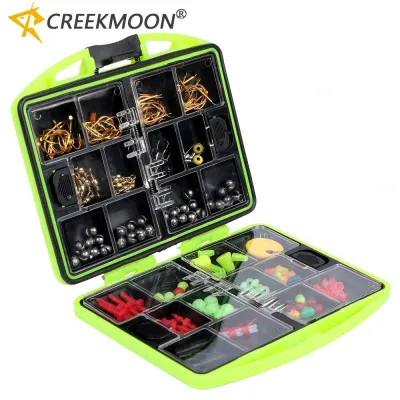 184pcs Rock Fishing Tackle Kit 24 Kinds Portable Surf Casting Accessories Set with Soft Lures Swivel Jig Lead Hooks Tools Box