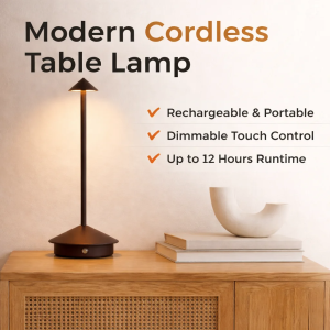 Rechargeable LED Wireless Cordless Table Lamp Touch Sensor Night Bedside Desk Light for Bedroom Hotel Restaurant Bar Decor
