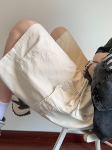 Mens Summer Casual Loose Basketball Workwear Shorts Pure Cotton American Style Trendy Brand Big Pocket Straight Leg Pants