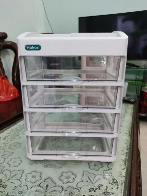 kệ đựng đồ trang điểm trang sức vật dụng nhỏ gia đình 5 tầng 4 ngăn kéo màu trong suốt hàng cao cấp hokori