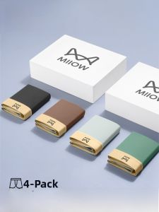 Miiow | Pure Cotton Mens Underwear Breathable Antibacterial Flat Angle Pants Comfortable Seamless Boxer Shorts Mid Waist Design