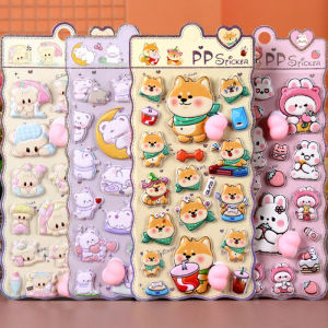1pc Cute Cartoon Soft 3D Butt Stress Relief Stickers Rabbit Bear Dog Theme for DIY Scrapbook Cup Phone Case Notebook Decoration