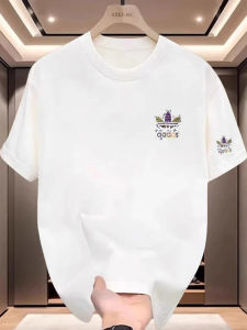 เสื้อยืดคอกลมแขนสั้นผ้าฝ้ายแท้สำหรับผู้ชาย แฟชั่นฤดูร้อน 2025 ทรงหลวม ระบายอากาศได้ดี ระบายเหงื่อได้ดี ทนทาน