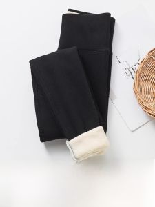 Miiow | Thickened Fleece Womens Thermal Pants Extra Thick Lamb Velvet Black Base Cotton Pants Long Pants Pure E-commerce Sales