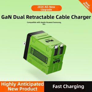 W&O | GaN Charger with Retractable Cable Fast Charging 3-Port Adapter