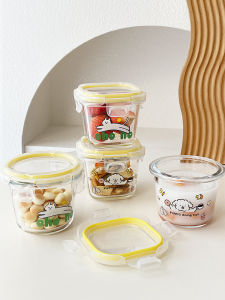 High Borosilicate Glass Microwave Safe Childrens Lunch Box Mini Sealed Preservation Container round Shape Food Storage Container