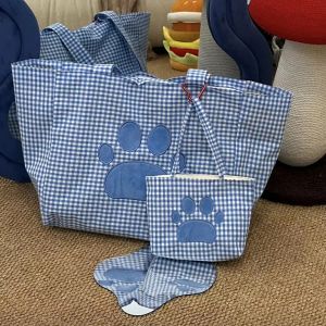 Túi Tote Thêu Hình Móng Vuốt Cỡ Lớn Túi Đi Biển Mát Mẻ Túi Xách Du Lịch Túi Xách Đi Làm Túi Xách Vải Phong Cách Hàn Quốc