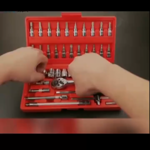 ชุดบล็อกประแจ ชุดเครื่องมือช่าง ชุดประแจบล็อคชุดบล็อก 46 ชิ้น ชุดเครื่องมือ ชุดประแจ ประแจ 2 หุน ขนาด 1/4 บล็อก