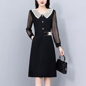 MAIMEI | Fashionable Chic Doll Collar Slim Fit Long Sleeve Dress Womens Autumn Winter New Style High End Feeling Age Reduction Dress