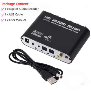 5.1 Channel Digital to Analog Converter AC3 DTS Audio Stereo Adapter Optical Coaxial SPDIF 3.5mm AUX to 6 RCA Decoder Amplifier