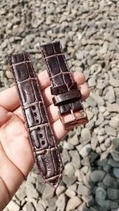 Tali Jam Tangan Kulit Sapi Motif Croco Warna Coklat Uk 20 mm Bergaransi