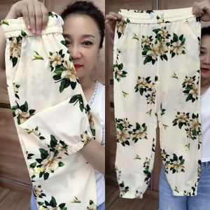 Summer Thin Ice Silk Nine Points plus Size Womens Loose Slim Harlan High Waist Small Size Matched Fashion Casual Pants