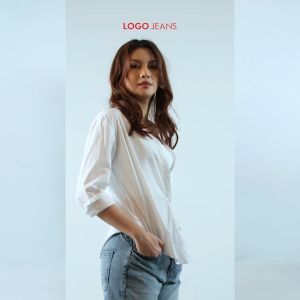 Logo Jeans Kemeja Wanita Maira Offwhite 24992L5OW