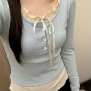 LUOFEN | Slim Fit White Ruffled Blouse for Women