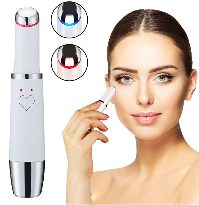 Electric EMS eyes facial massager pen 42℃ heat anti-wrinkle skin ...