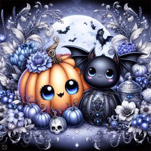 Huacan Tự Làm Tranh Gắn Đá Halloween Bí Ngô Hoa Phong Cảnh Full Vuông Tròn Khoan Bộ Dụng Cụ Thêu Phong Cách Hiện Đại Nhựa Trang Trí Quà Tặng
