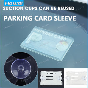 Transparent Parking Card Sleeve Storing Information Card Suction Cup Style