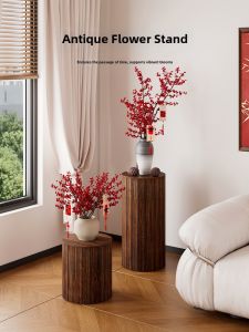 Retro Wooden Round Barrel Flower Stand