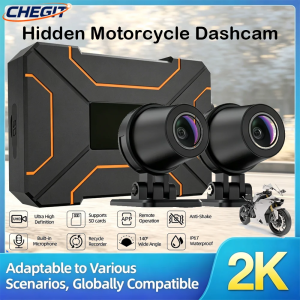Full HD 2K/1080P Motorbike Dash Camera Dual Front Rear Lens IP67 Waterproof WiFi Link TF Card Storage for Clear Riding Footage