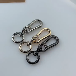 2Pcs Ring Keychain Zinc Alloy With Snap Hook Carabiner Clip Quick Release Anti-Lost Key Ring