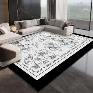 Modern Minimalist Living Room Carpet Water Absorbent Non-Slip Full Room Home Use Geometric Pattern Rectangular Rug