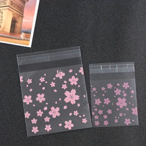100PCS Translucent Plastic Bags Multi Size Self Adhesive Gift Bag Sakura Candy Cookie Snack Bags Wedding Birthday Party Supplies
