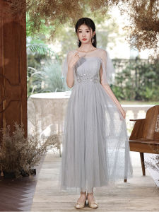 Maids of Honor plus Size Slimming Gowns Sleeveless Arm Covering High-End Performance Dresses Annual Conference Host Autumn Winter