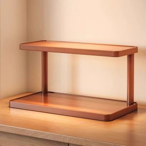 Desktop Organizer Cup Rack Tabletop Coffee Cup Tea Set Small Cup Holder Wood Material Bamboo Shelf Storage Solution Workstation