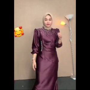 TERMURAH!!! VINA DRESS KONDANGAN VIRAL GAUN PESTA MODERN SATIN SILK PREMIUM BAJU MUSLIM WANITA KEKINIAN DRESS BRIDESMAID LEBARAN 2025