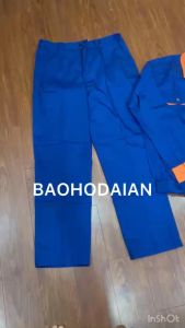 Quần áo kỹ sư vải pangrim xanh phối cam Tinba 15