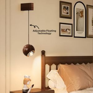 Vintage Walnut Finish Hand Gesture Control Wall Light