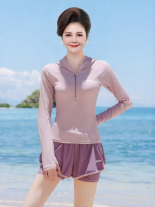 XTEP | Slimming Conservative Middle-aged Womens Swimwear Set with Hood