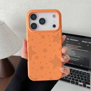 Cute Cartoon Star Liquid Silicone Phone Case for iPhone 17 16 15 14 13 12 11 Pro Max New Solid Color Shockproof Matte Soft Cover