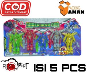 COD PROMO OCT 8240 ISI 5PCS MAINAN ANAK SUPERHERO + SENJATA / ROBOT SUPER WAR GOD / MAINAN ROBOT FIGHTER SET