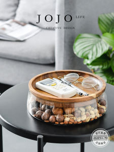 Jojos L PD Flow Storage Box Fig Wood Glass Nut Fruit Dish Candy Basin Desktop Organizer Elegant Simple Design for Everyone
