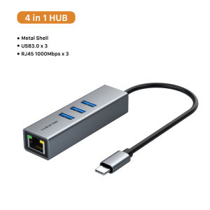 Cabletimes | CABLETIME USB C Gigabit Ethernet Adapter 3 Port USB C Hub 1000Mbps RJ45 Network Card for MacBook ipad Laptop Computers
