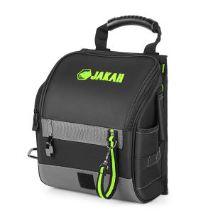 JAKAH Professional Electricians Tool PouchMulti-pocket Ergonomic Rubber Handle Padded Shoulder Strap Black Green JK-208