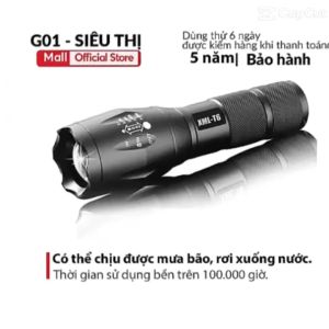 Đèn pin mini siêu sáng led XML T6 full box kèm pin và sạc vỏ kim loại chắc chắn chống nước an toàn