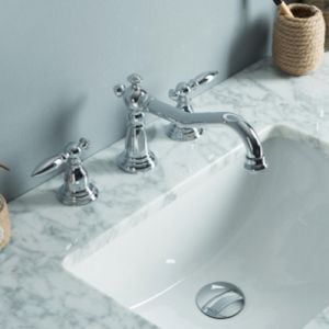 AZOS | Double Handle Three Holes Separate Bathroom Faucet For Washbasin Copper