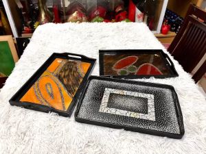 Khay sơn mài cao cấp Thanh Bình Lê KC24 khảm trứng Xuất Khẩu size 38x 24.7x2.5 cm