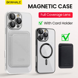 BKWHALE Vỏ điện thoại trong suốt từ tính Đối với iPhone 15 Pro Max 14 Pro Max 13 Pro Max 12 Pro Max 11 Pro Max 15Plus 14Plus Với người giữ thẻ Clear Bìa sau Vỏ chống sốc