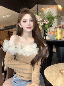 เสื้อเชิ้ตคอวีแขนยาวสไตล์ฝรั่งเศสย้อนยุคสำหรับผู้หญิงในฤดูใบไม้ร่วง เสื้อผ้าทำงานแขนยาวทรงเข้ารูป ชุดทำงานลำลอง