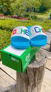 MOCHEL Sandals Selop Slipers Fleksibel Terbaru Pria dan Wanita MOCHEL 01 Navi Putih Size 36-44