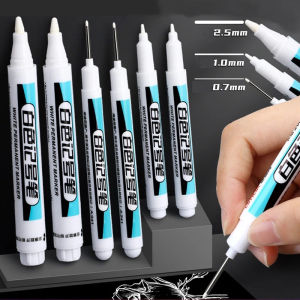0.7/1.0/2.5mm Permanent Oily White Markers Pen Waterproof Tire Painting Graffiti Environmental Gel Pens Notebook Drawing Supplies
