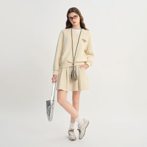DUSHU | Color-block Letter Embroidered V-neck Sweater